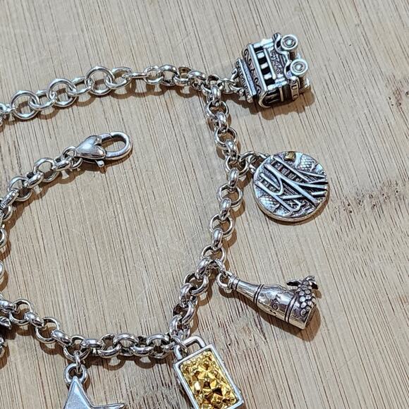 Brighton California state palm trees gold wine charm bracelet - Picture 5 of 7